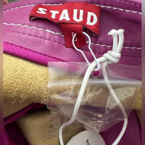 Staud Eli Faux Leather Pants In Pink Fuchsia NWT - Picture 11 of 15
